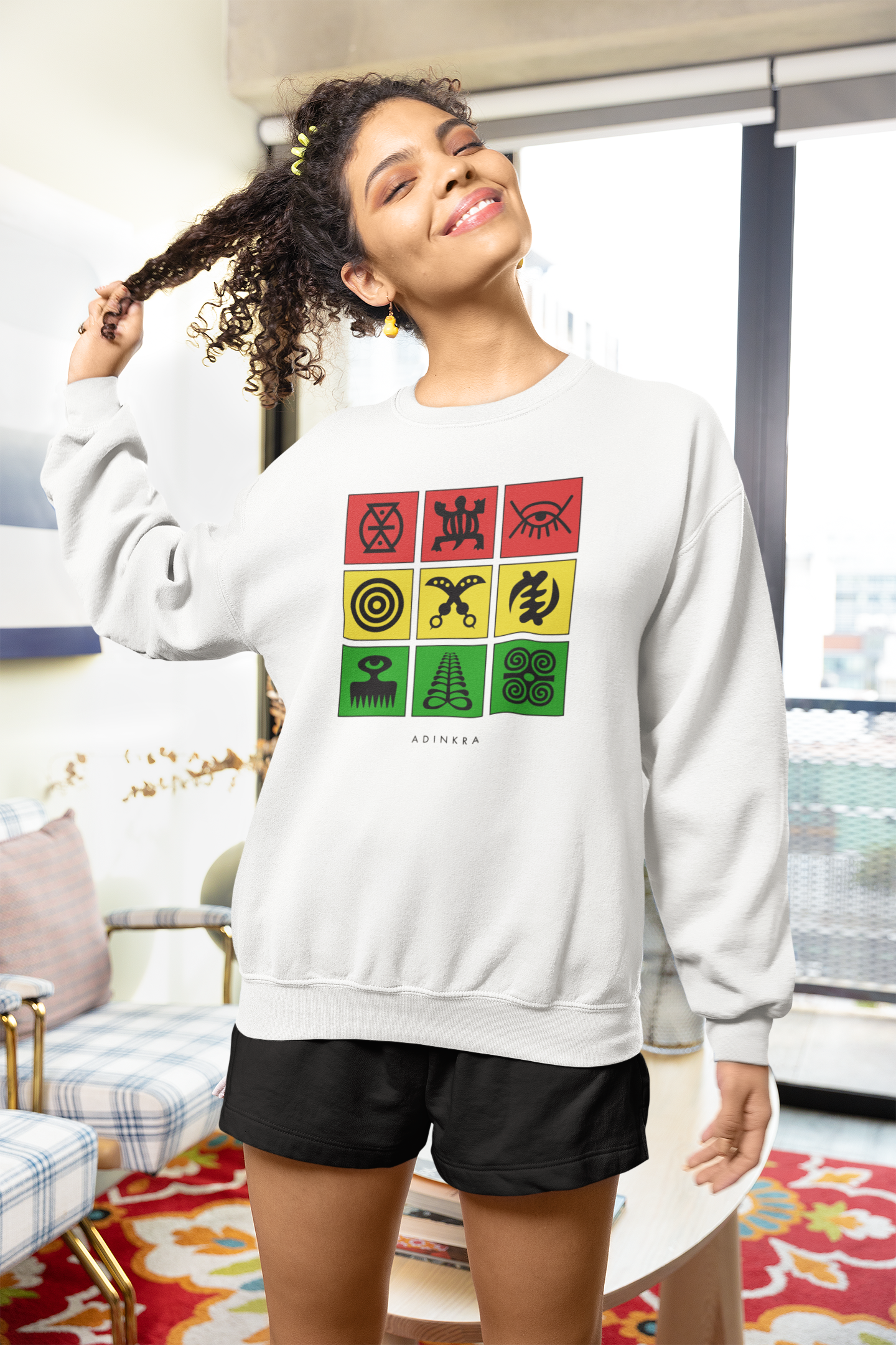 Adinkra Grid Crewneck Sweatshirt